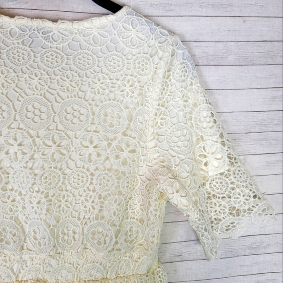POLAGRAM CROCHET FLORAL LACE CREAM MIDI DRESS, SZ SMALL - Picture 12 of 16
